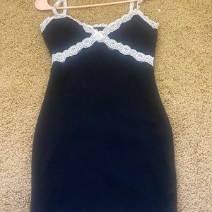 black dress with lace detailing